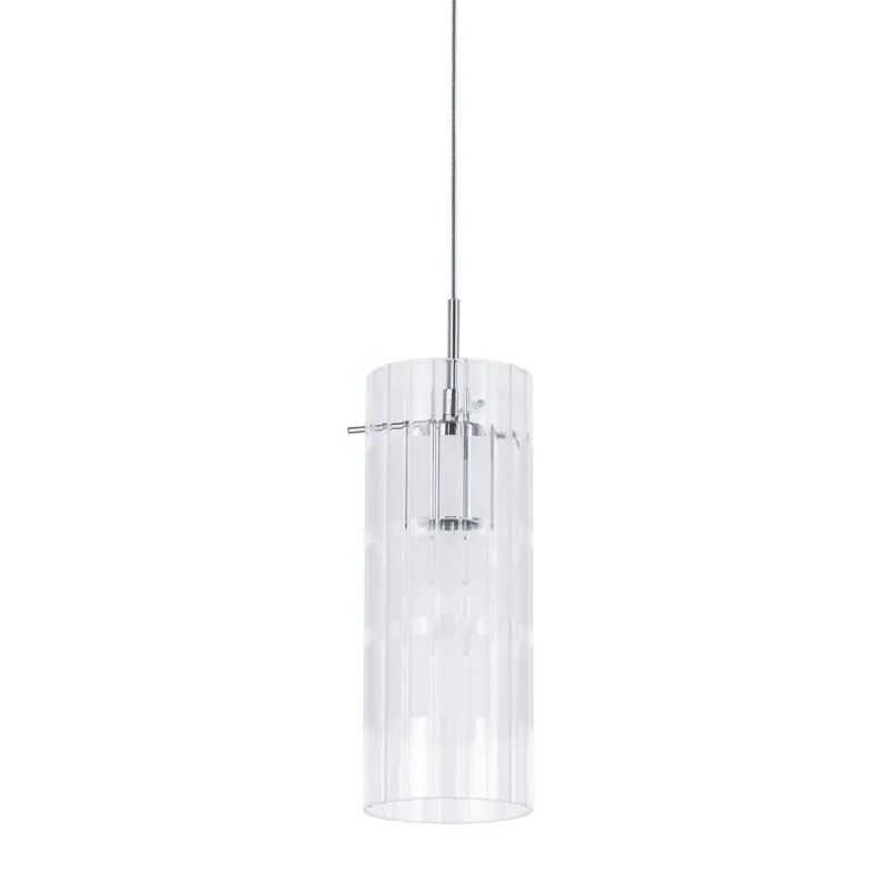Bezpieczne zakupy Chromowana lampa wisząca tubowa Max z przezroczystym szklanym kloszem E27 nowoczesna