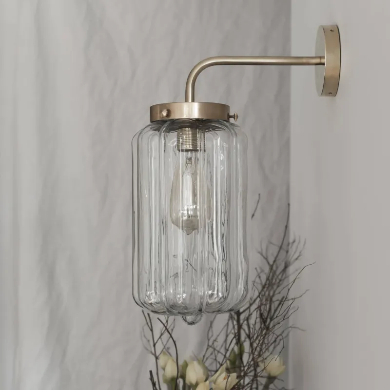 Nowość Embassy Interiors Szklana lampa ścienna / kinkiet Deco transparentny z puszką ścienną wys. 42 cm