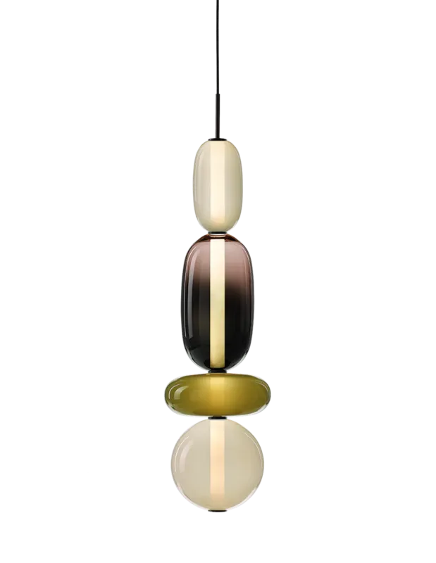 Wysoka jakość Bomma Lampa wisząca Pebbles wys. 118,2 cm czarno-oliwkowa