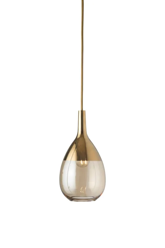 Oferta limitowana Ebb&Flow Lampa wisząca Lute złoto-dymna śr. 14 cm rozm. S