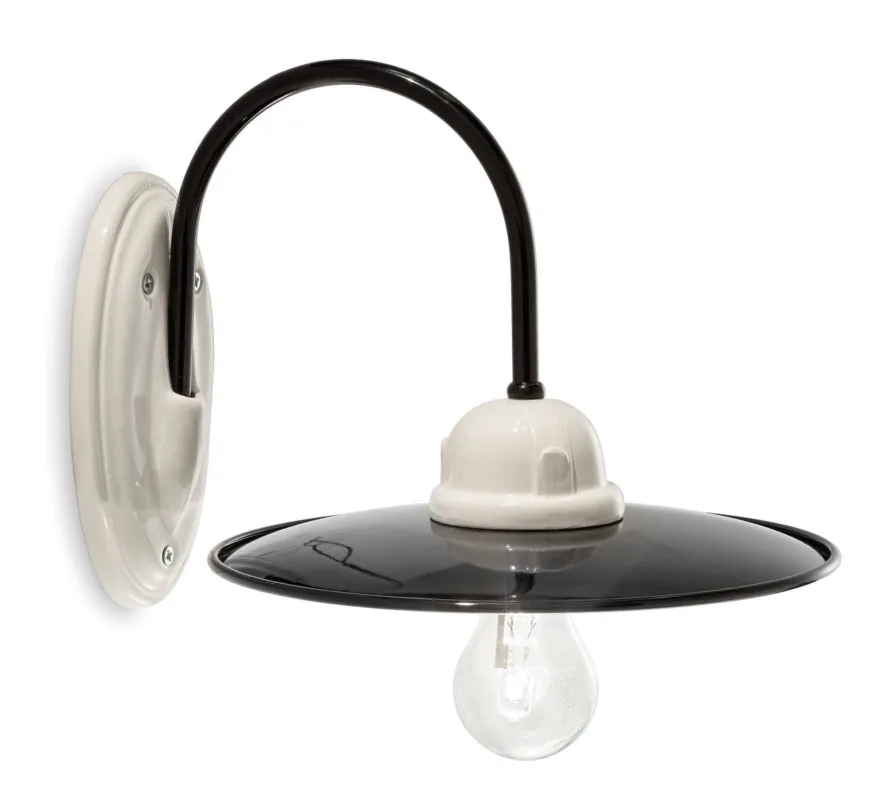 Taniej Ferroluce Lampa ścienna / kinkiet B&W biało-czarny gł. 28 cm