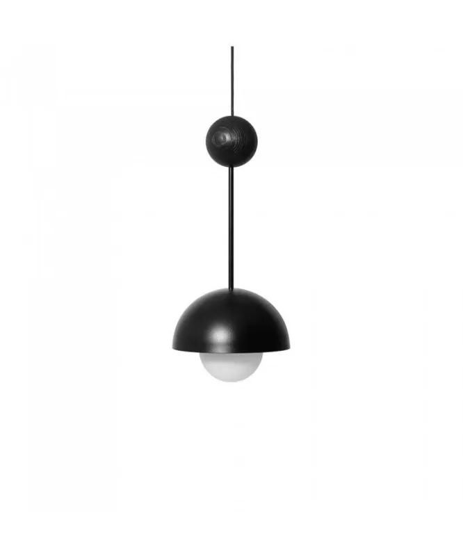 Ummo Lampa wisząca Kello A czarna z drewnianą kulą, szer. 27 cm Wysoka jakość
