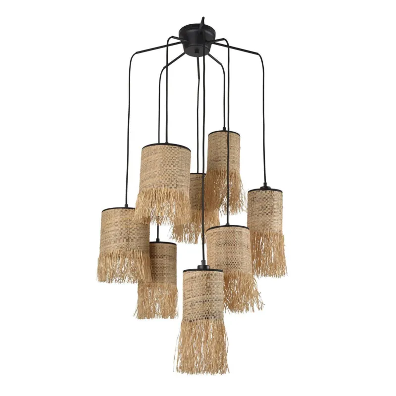 Dostępne od ręki Market Set Lampa wisząca Formentera 8 kloszy beżowa szer. 50 cm