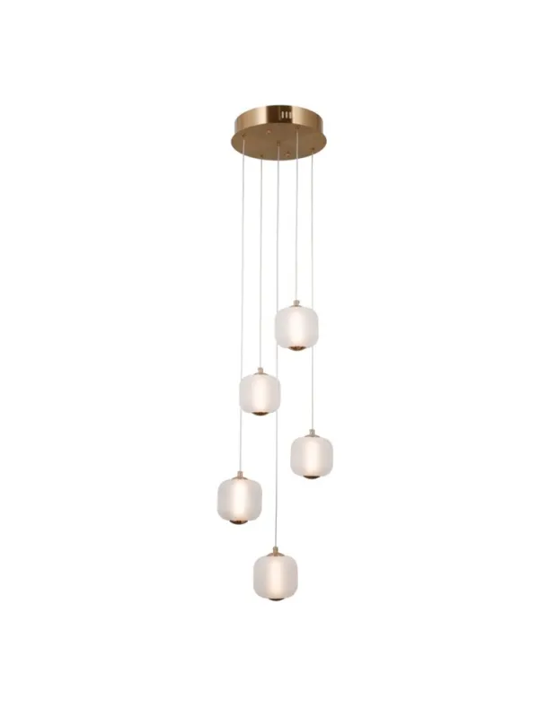 Italux Ganti Wisząca 5xLED 12W 1300 lm 3000K (Ciepła biel) złoty PND-34362-5-HBR-OPAL Kup online