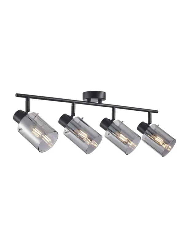Dostępne od ręki Italux Sardo Reflektor/Spot Czarny, dymiony 4xE14 40W SPL-5581-4-BK-SG kolory-swiatla.pl