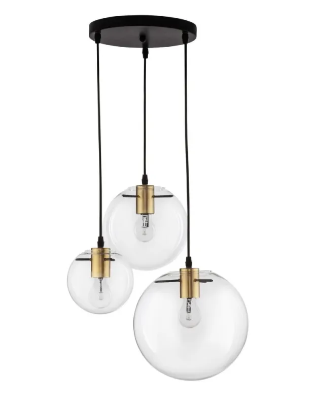Tani Luces Exclusivas UPATA Wisząca 3xE27 LED transparentny /czarny/złoty LE41815