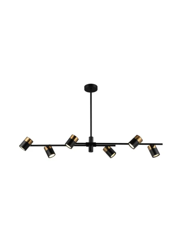 Nie przegap ITALUX Elice Wisząca 6xGU10 35W Czarny, mosiężny PND-58892-6-BK-BRO