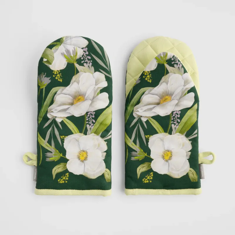 Bezpieczna płatność Komplet Rękawic Kuchennych Emeris 14x30 cm z motywem kwiatowym -