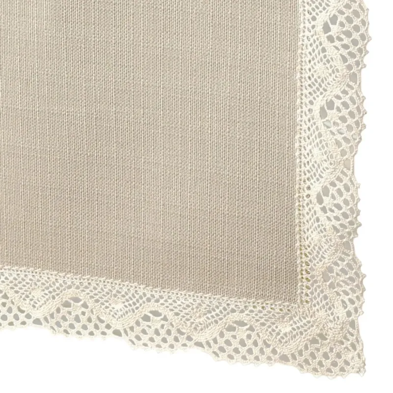 Kup online Bieżnik plamoodporny P130 cappucino z koronką K205 ecru - 40x220 cm - beżowy -