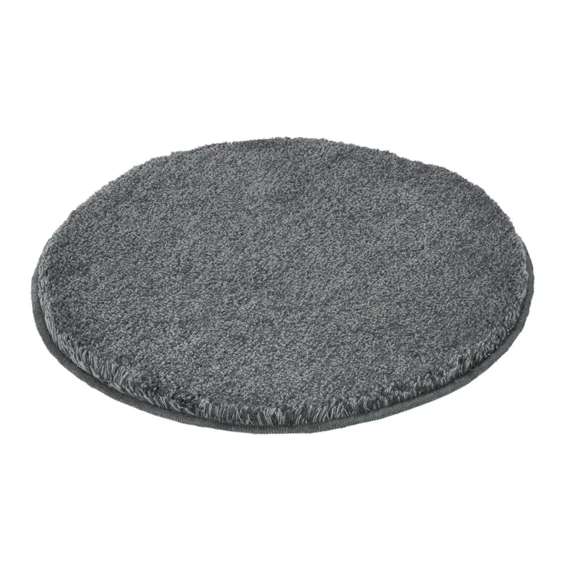 Niska cena KLEINE WOLKE Relax Dywanik łazienkowy okrągły szary 80 cm wysokie runo 30mm -