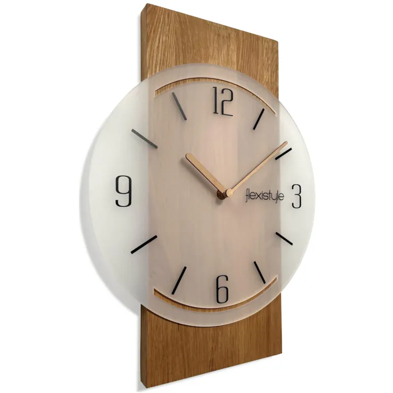 Rabat Drewniany zegar ścienny Geometric 40cm biały mrożony -