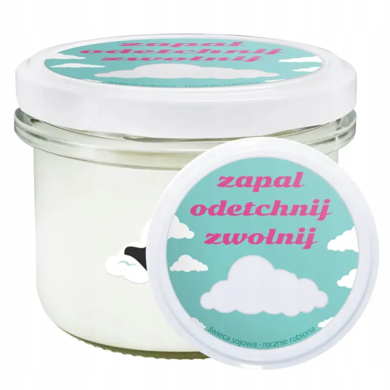 Naturalna ręcznie robiona świeca sojowa zapachowa w szkle ZAPAL ODETCHNIJ ZWOLNIJ 25h palenia 150ml - prezent upominek dla kobiety mamy dziewczyny żony babci niej - Premium