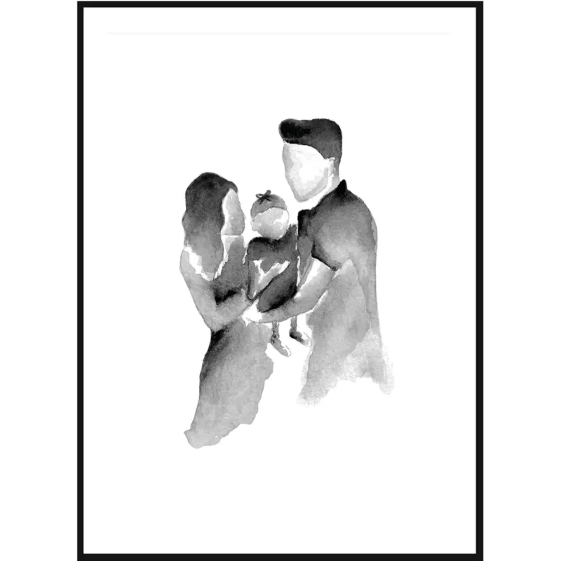 Bezpieczna płatność Poster Story, Plakat, Obraz - Rodzina w Akwareli, wymiary 21 x 30 cm -