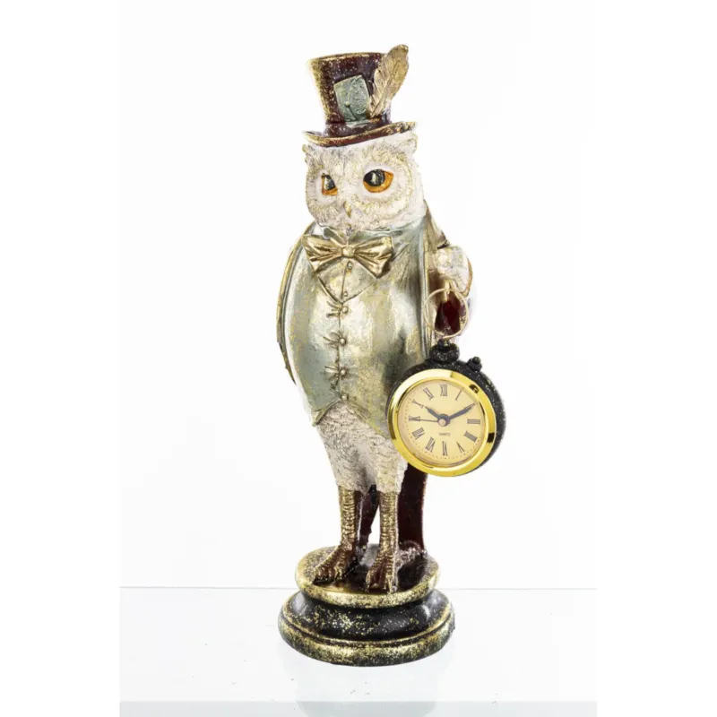 Tani Dekoracja - figurka 28x12x10 cm SOWA-2 z zegarkiem -