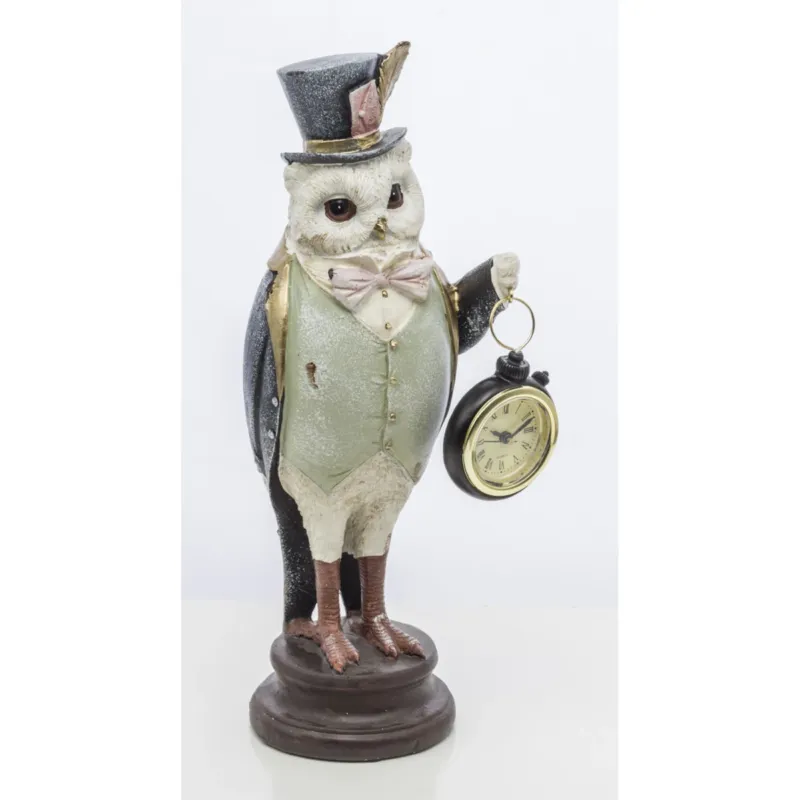 Dekoracja - figurka 29,5x12x9,5 cm SOWA-3 z zegarkiem - Obniżka ceny