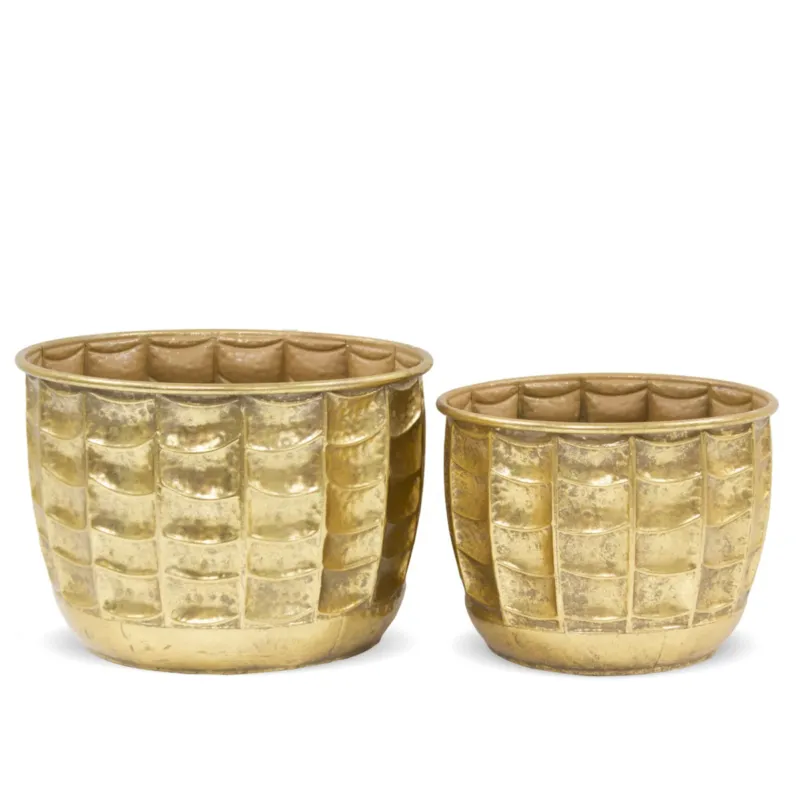 Bezpieczne zakupy Osłonka 2 szt. metalowa złota 23,5x33,5 i 20,5x27,5 cm MARREN -