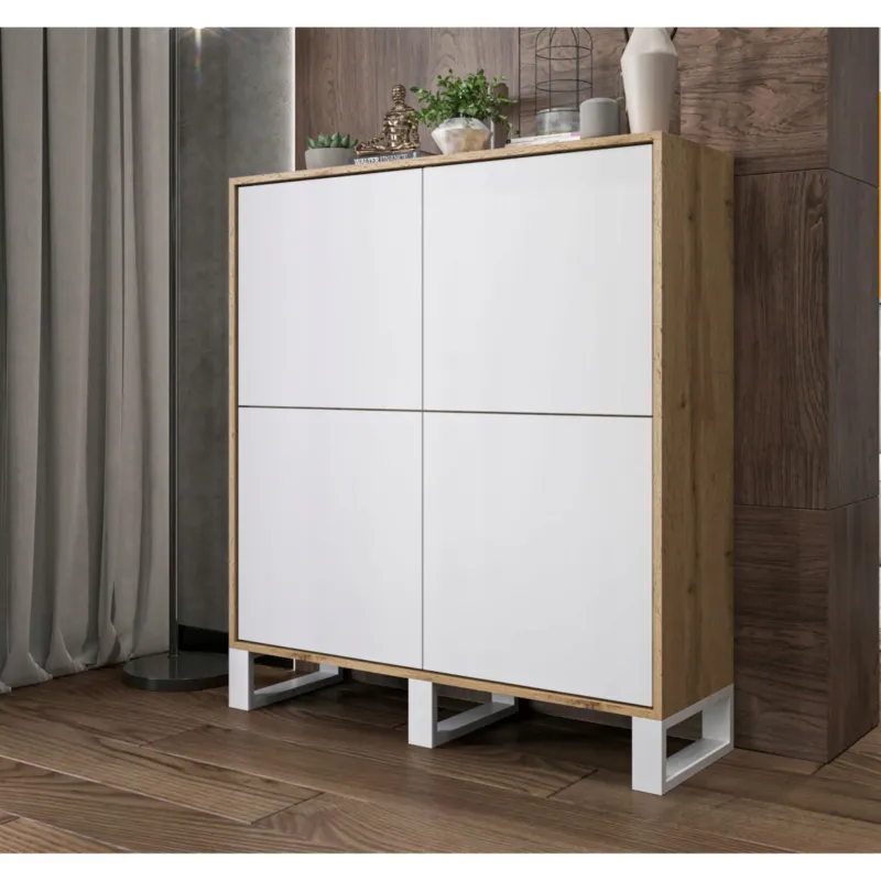 Komoda Industrialna Komoda Loft Biały MAT Dąb Wotan 113 cm - Szybka wysyłka