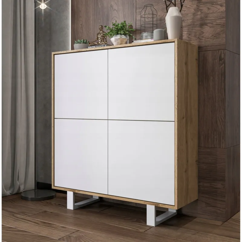 Super okazja Industrialna Komoda Loft Szafka RTV Dąb Wotan Biały MAT 113 cm -