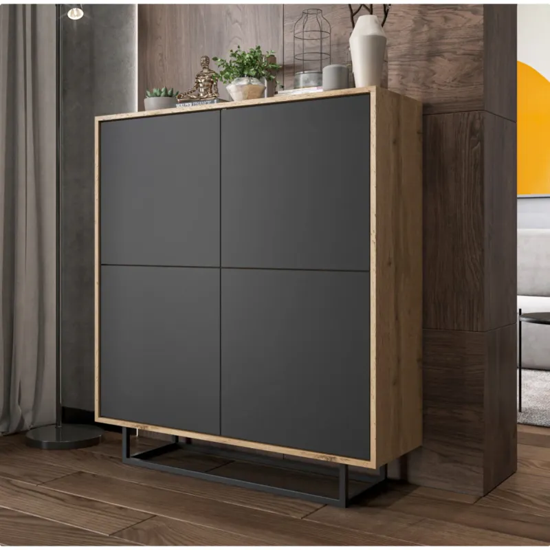 Komoda Loft Szafka RTV Loft Dąb Wotan Grafit MAT 113 cm - Super okazja