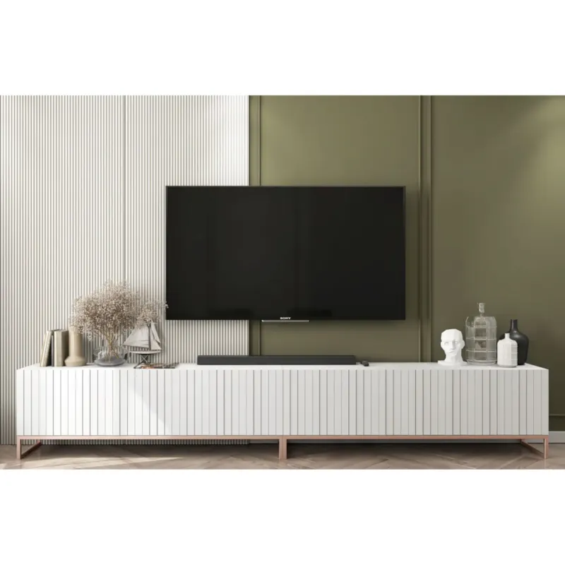 Szafka RTV Glamour pod Telewizor Komoda RTV Glamour Biały Mat 300 cm - Zniżka