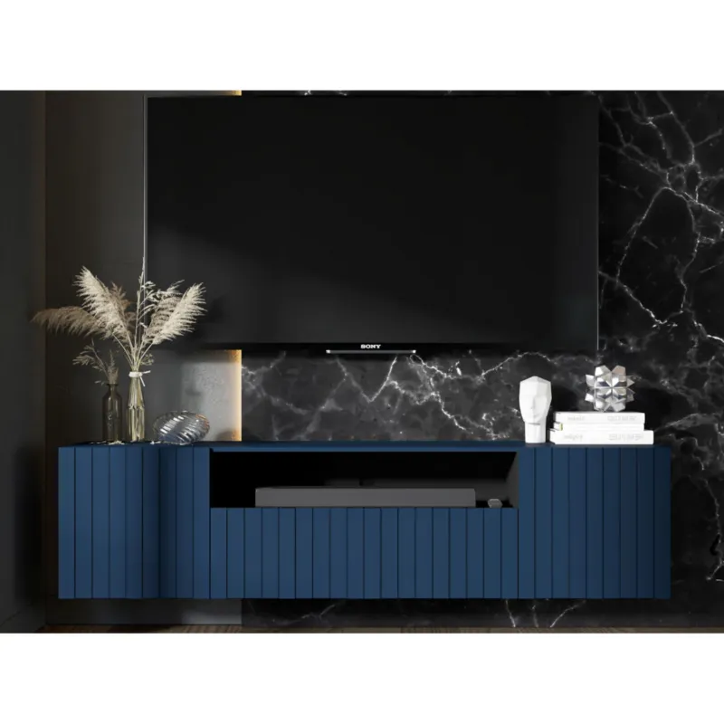 Oferta limitowana Szafka RTV wisząca Glamour Nowoczesna Komoda RTV Granatowy Mat 150 cm -
