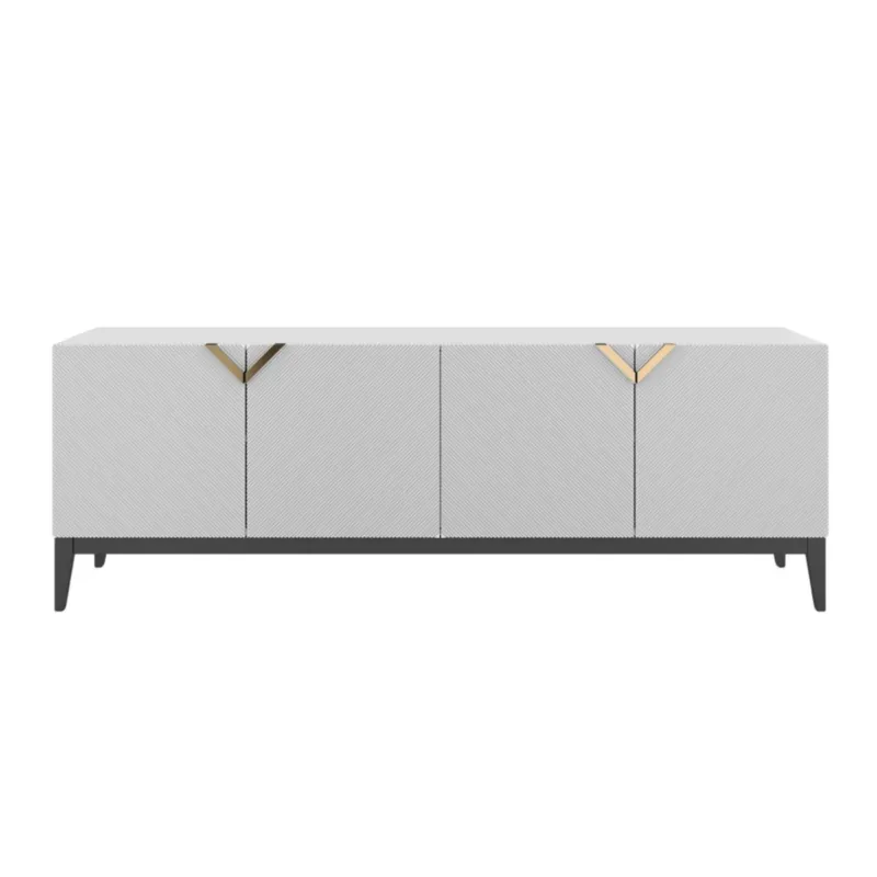 Promocja Drewniana komoda Visby DEMI LONG / kolor biały + czarne nogi -