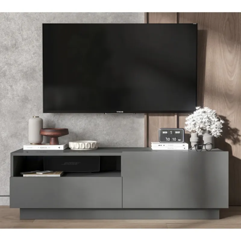 Premium Szafka RTV Komoda Loft Grafit MAT stojąca / wisząca szuflada 120 cm -