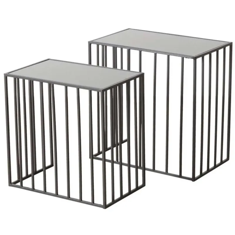 Stoliki do salonu metalowe JORIS, lustrzany blat, 2 sztuki - Ograniczona ilość