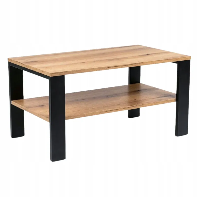 Nowość Stolik Kawowy Loft Dąb Evoke Czarny Stelaż 90X52Cm Ława Industrialna -
