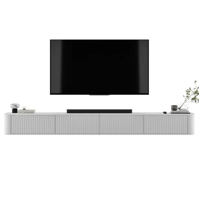 Super okazja Szafka RTV Wisząca 280 cm Glamour Biały Mat Nowoczesna Komoda RTV -