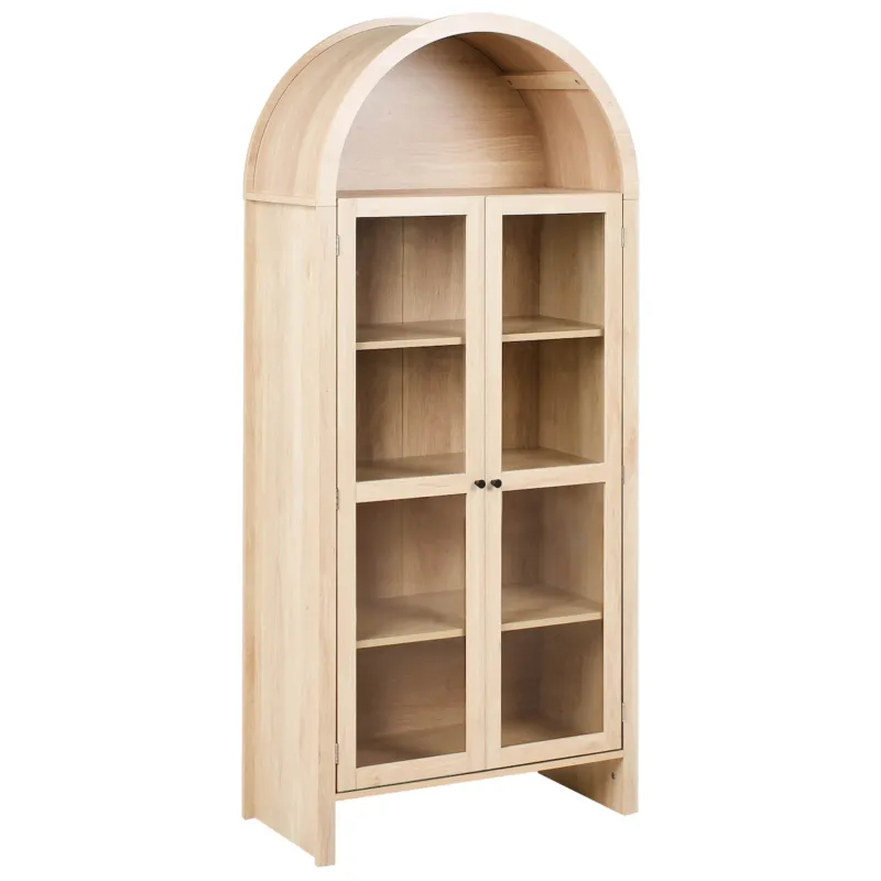 Witryna ze szklaną gablotą GLENWOOD 79 cm Jasnobrązowy - Tani