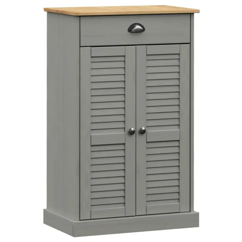vidaXL Szafka na buty VIGO, szara, 60x35x96 cm, lite drewno sosnowe - Oferta czasowa