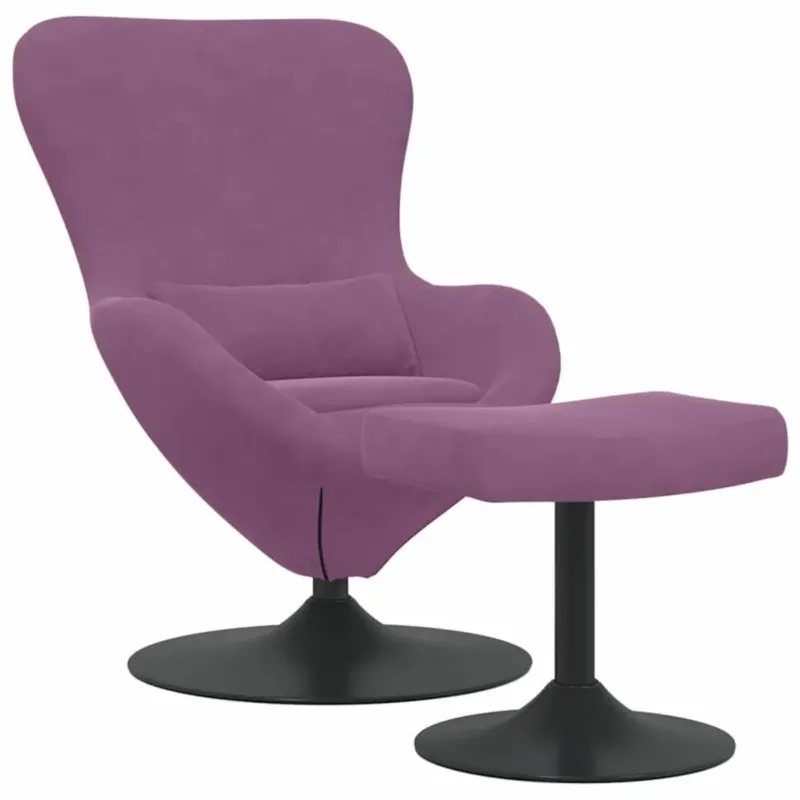 Oferta limitowana vidaXL Fotel Jajko z Podnóżkiem Fioletowy 63 x 73 x 90 cm Aksamit -