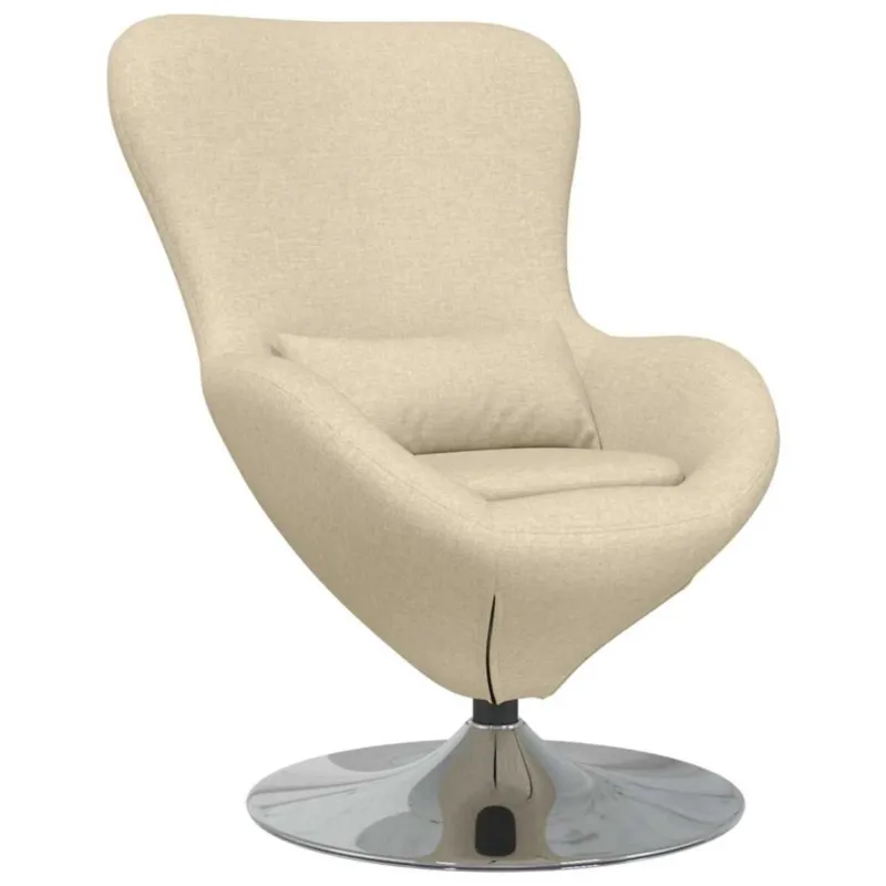 vidaXL Fotel jajo Kremowy 63 x 73 x 90 cm tkanina - Najlepsza cena