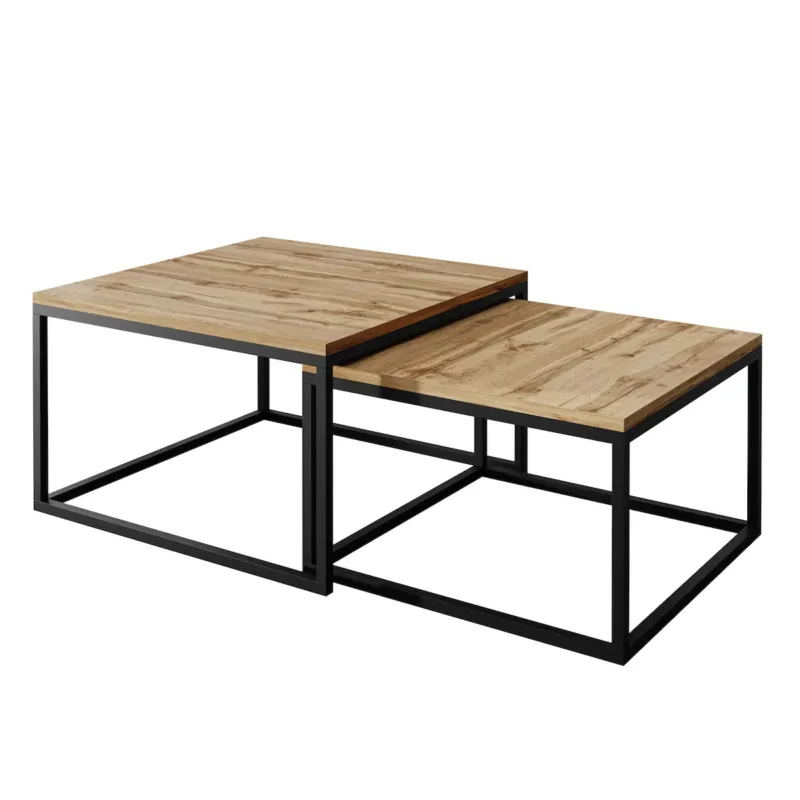 Stolik kawowy ława YOSHI 2w1 czarny dąb wotan 40/46 cm - Popularny