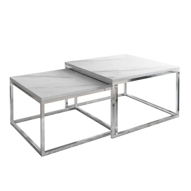 Stolik kawowy ława YOSHI 2w1 chrom marmur levanto 36/42 cm - Zamów dziś