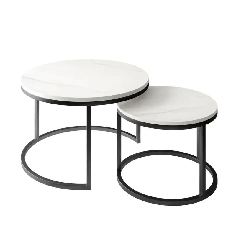Okrągły stolik kawowy CIRI 2w1 czarny marmur levanto 50/70 cm - Łatwy zwrot