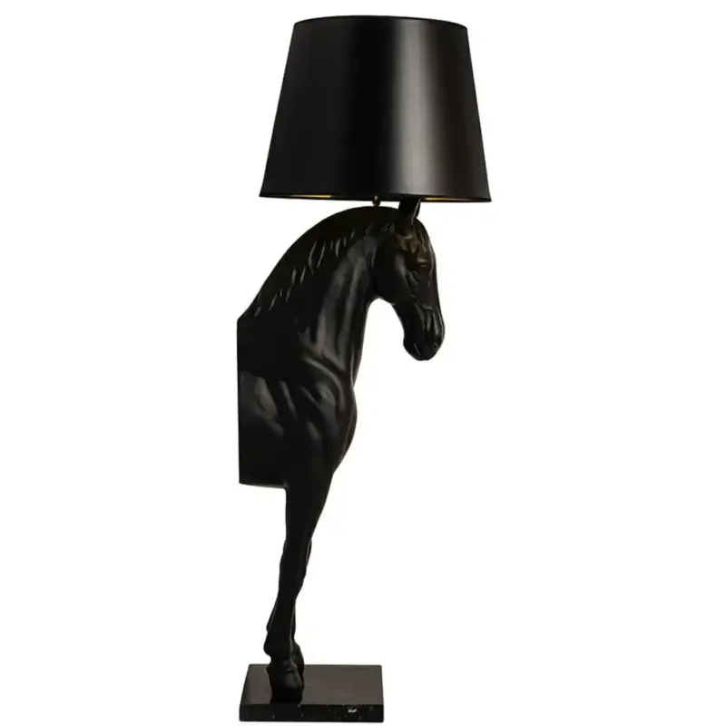 Podłogowa lampa salonowa HORSE S koń z abażurem czarny - Oferta czasowa
