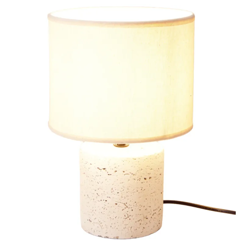 Lampa stołowa z podstawą cementową, abażur lniany, Ø 20,5 x 31 cm - Popularny