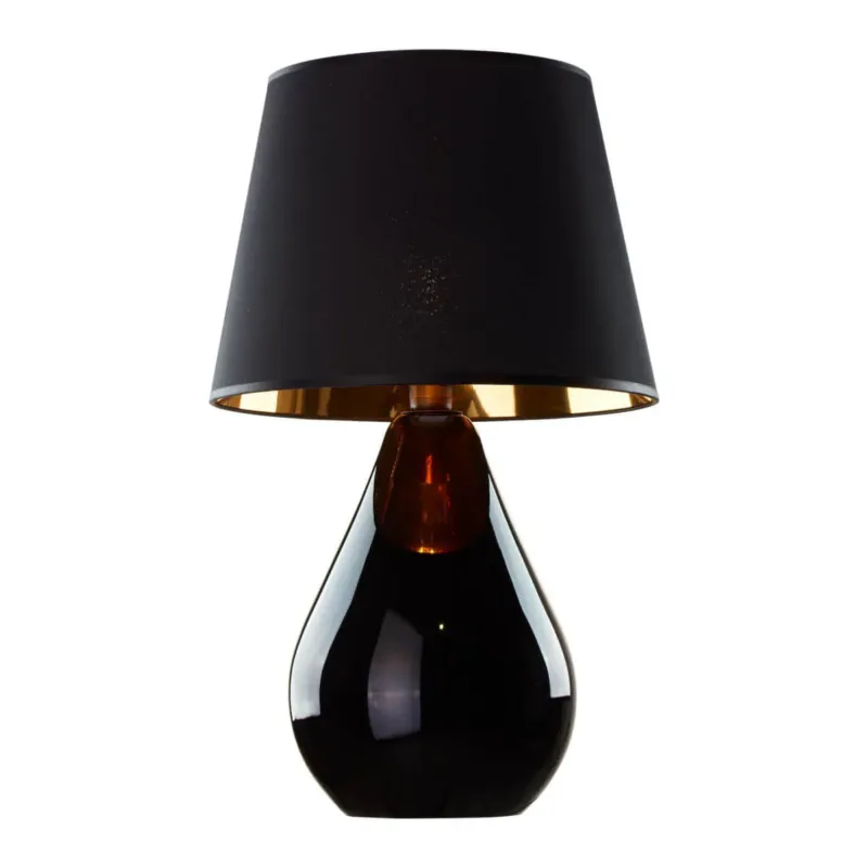 Klasycza lampka nocna LACRIMA 5454 TK Lighting tkaninowa czarna złota - Ograniczona ilość