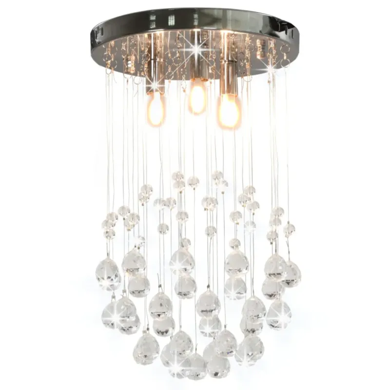 Niska cena vidaXL Lampa sufitowa z kryształkami i koralikami, srebrna, 3xG9 -
