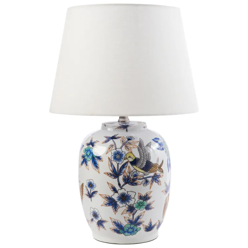 Bezpieczne zakupy Lampa stołowa SUNJA Porcelana Biały/ niebieski -