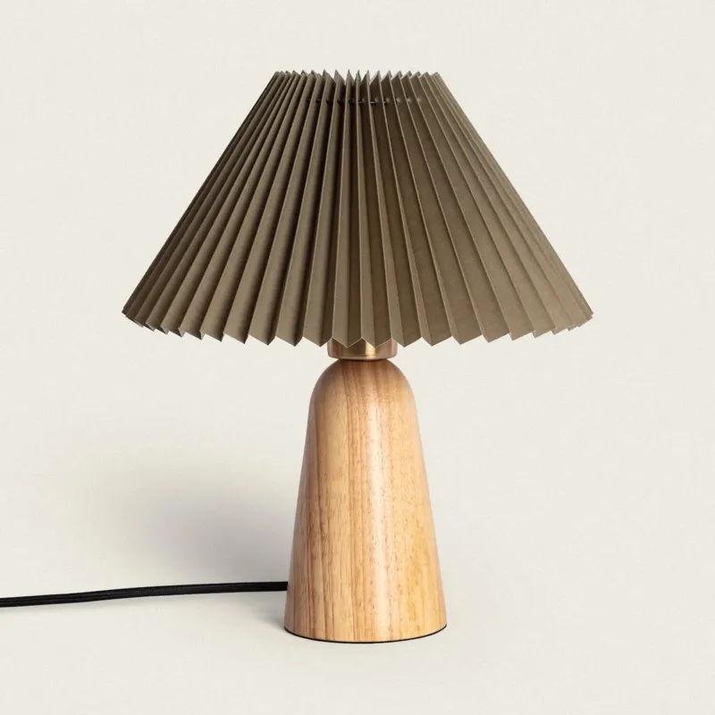 Sprawdź teraz Lampa stołowa z drewniana khaki Plisse 33,5 cm -