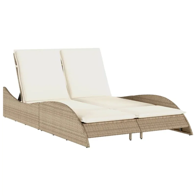 vidaXL Leżanka z poduszkami, beżowa, 114x205x73 cm, polirattan - Ekspresowa dostawa