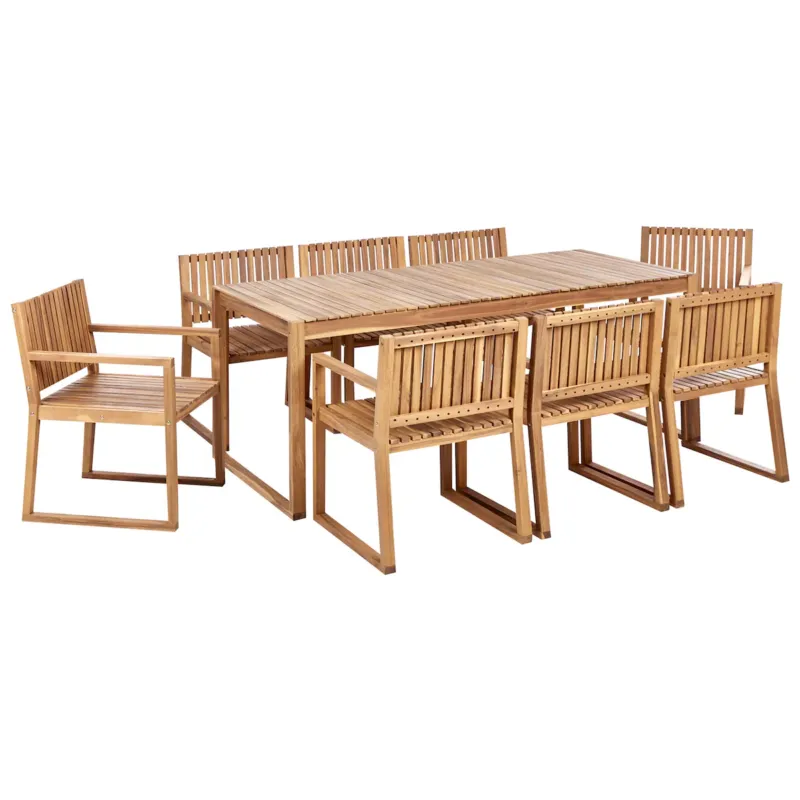 Zestaw ogrodowy dla 8 osób SASSARI II Jasnobrązowy Certyfikowane drewno akacjowe - Oferta