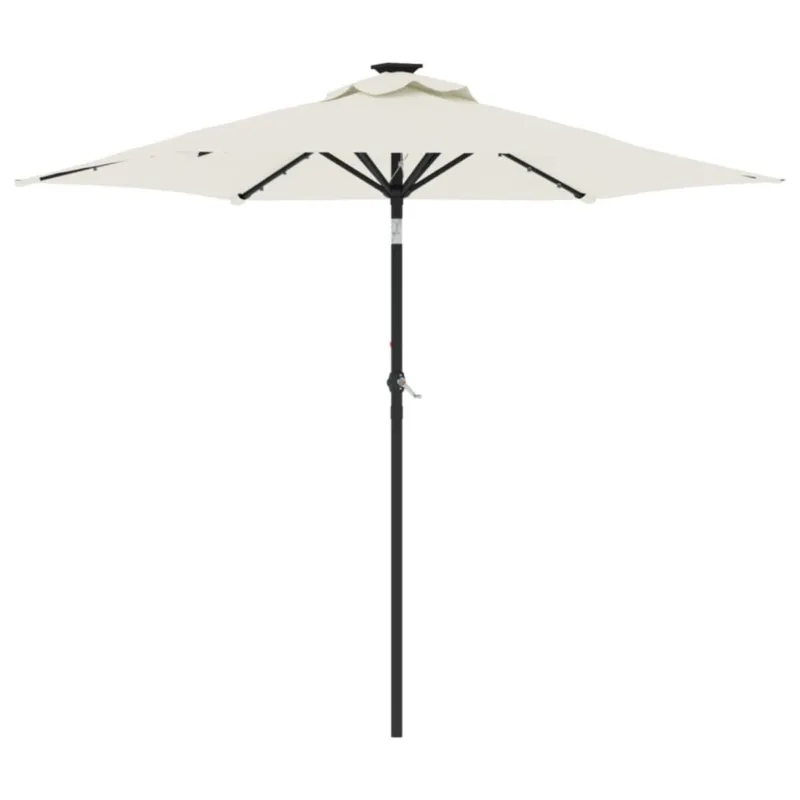 Cena promocyjna vidaXL Parasol ogrodowy z LED, stalowy słupek, biały, 225x225x212 cm -