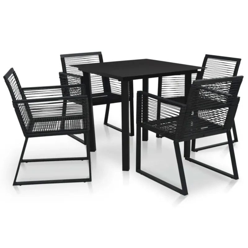 vidaXL 5-cz. zestaw mebli ogrodowych, rattan PVC, czarny - Super okazja