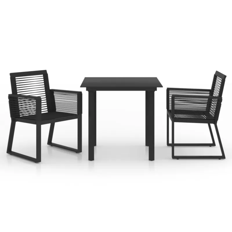 vidaXL 3-cz. zestaw mebli ogrodowych, rattan PVC, czarny - Okazja