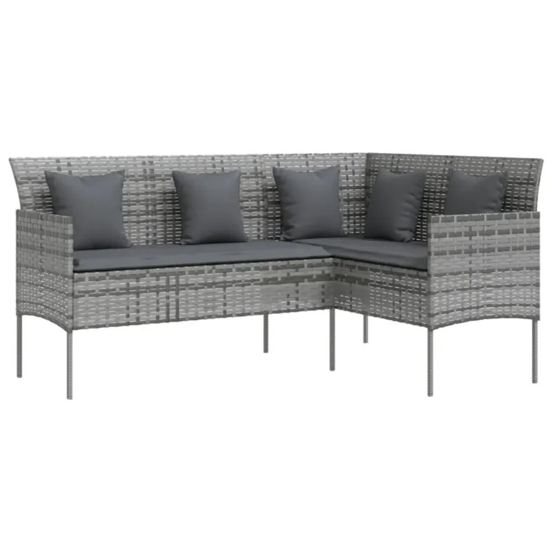 Bezpieczna płatność vidaXL Sofa w kształcie litery L z poduszkami, rattan PE, szara -