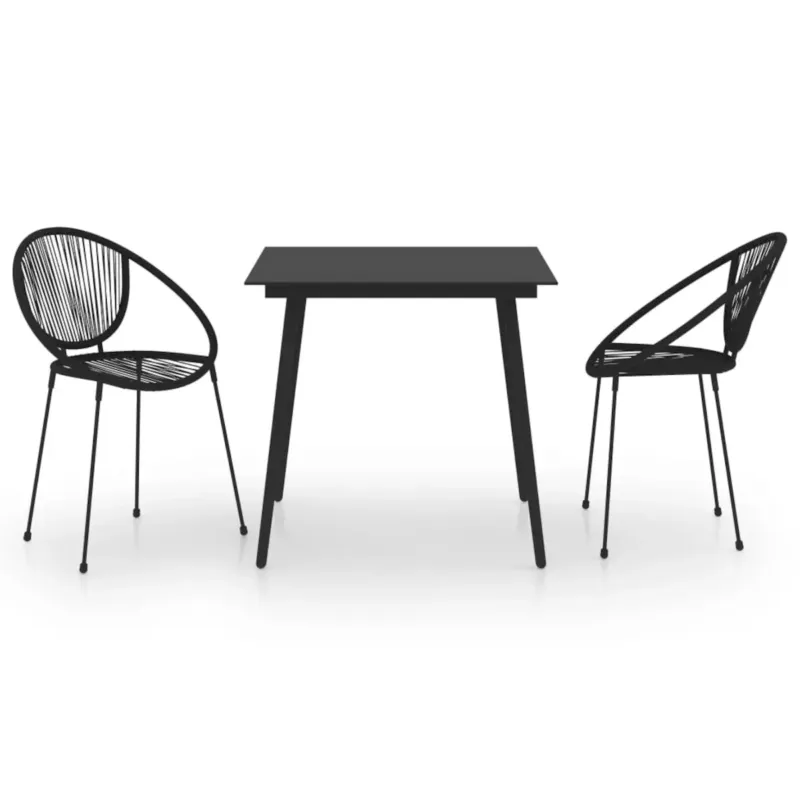 vidaXL 3-częściowy zestaw mebli ogrodowych, rattan PVC, czarny - Cena promocyjna
